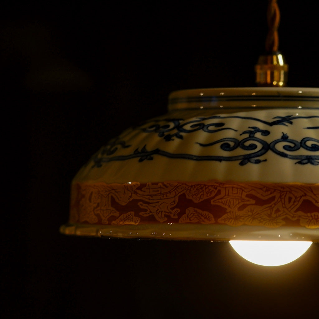 九谷焼｜龍峰｜山水｜花鳥文｜ペンダントライト – アップサイクル照明