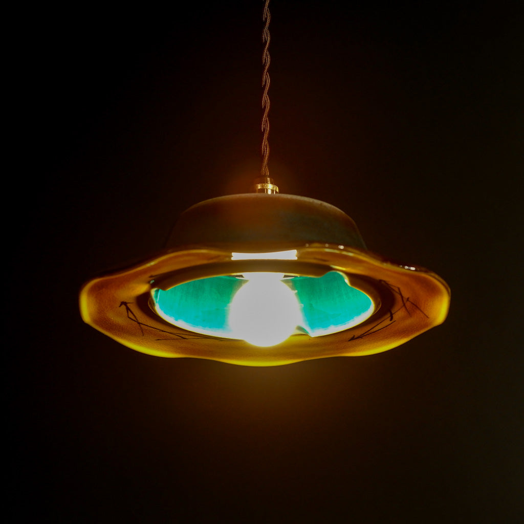 九谷焼｜色絵黄彩釉｜作家物｜ペンダントライト