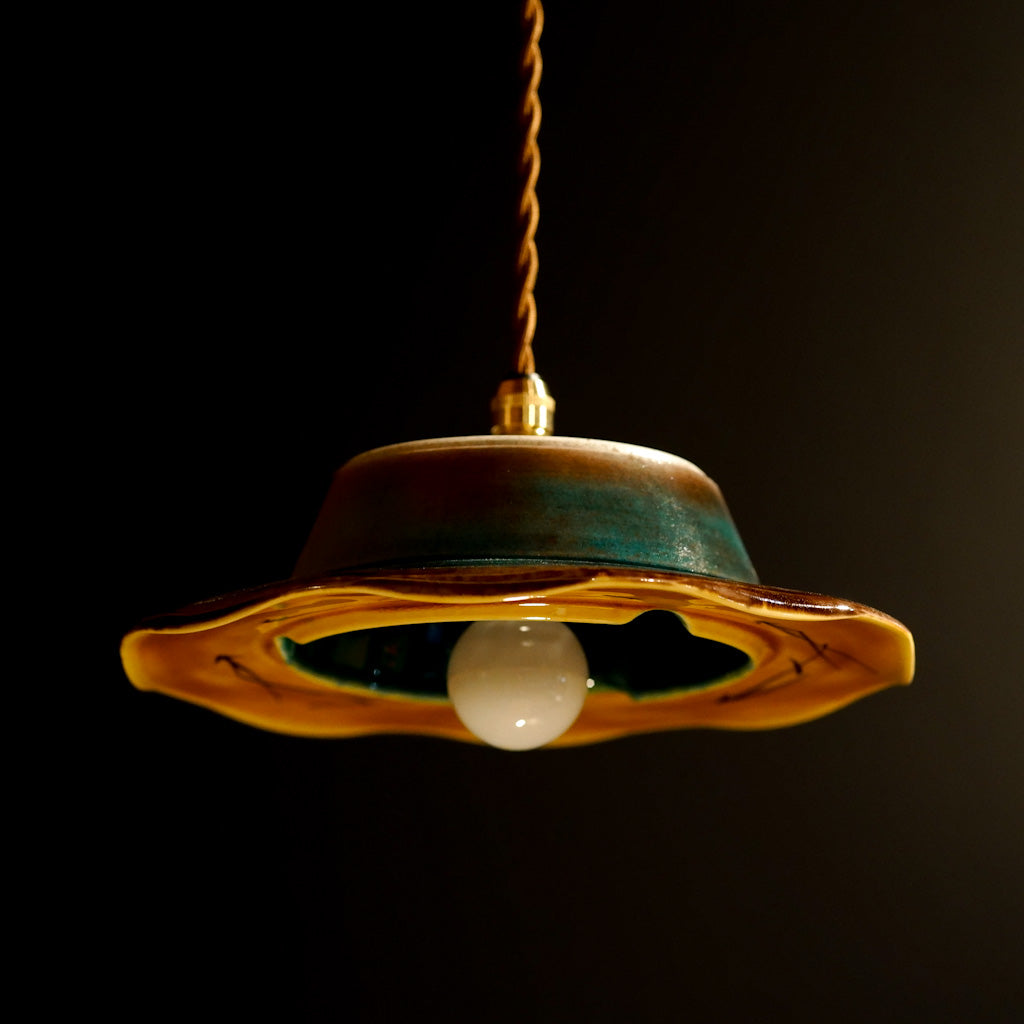 九谷焼｜色絵黄彩釉｜作家物｜ペンダントライト