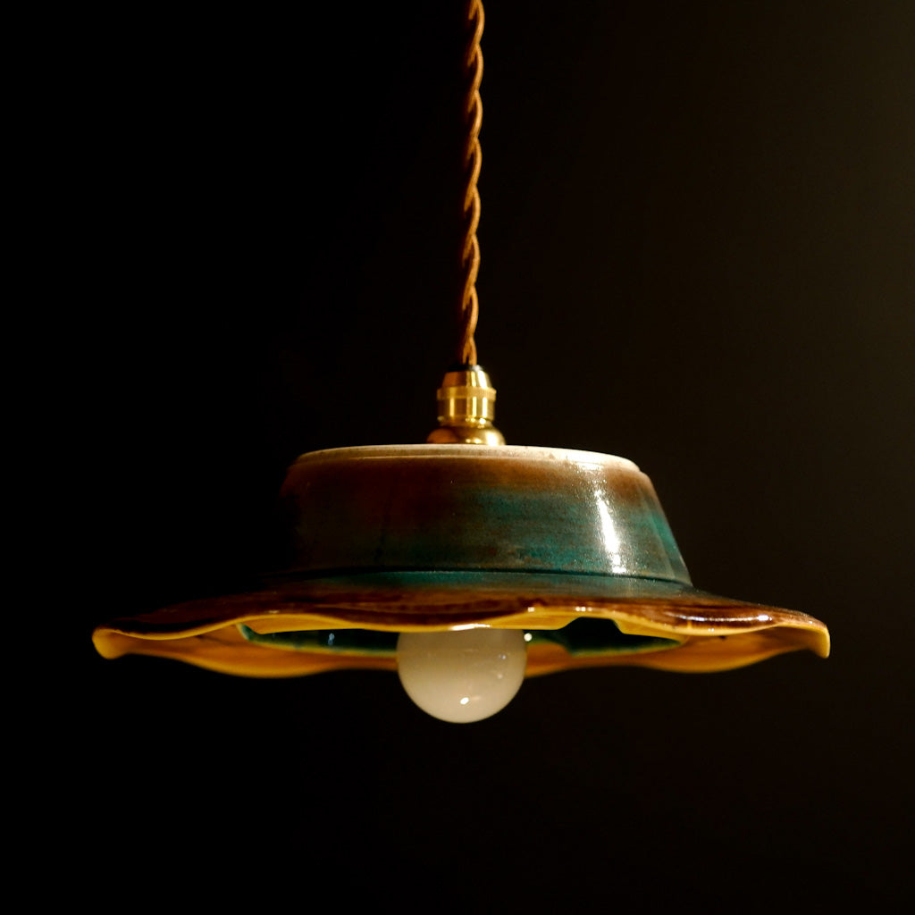 九谷焼｜色絵黄彩釉｜作家物｜ペンダントライト