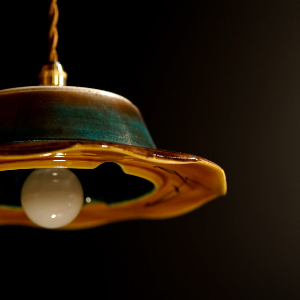 九谷焼｜色絵黄彩釉｜作家物｜ペンダントライト