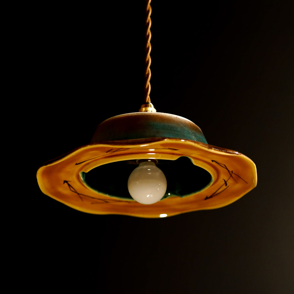 九谷焼｜色絵黄彩釉｜作家物｜ペンダントライト