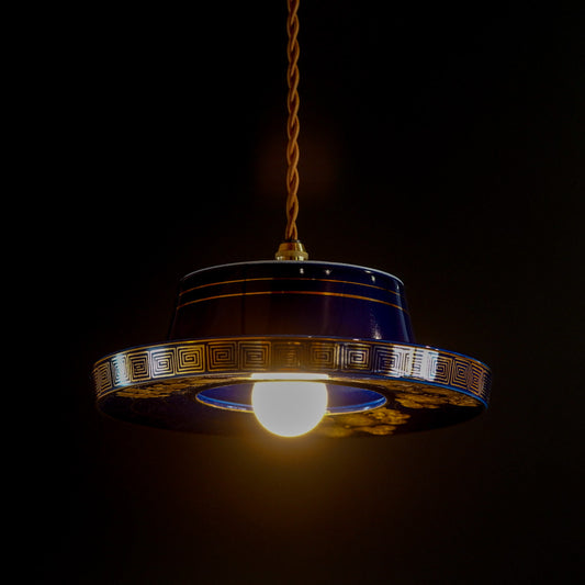 九谷焼｜九谷金甫｜雷文｜瑠璃・金彩｜ペンダントライト