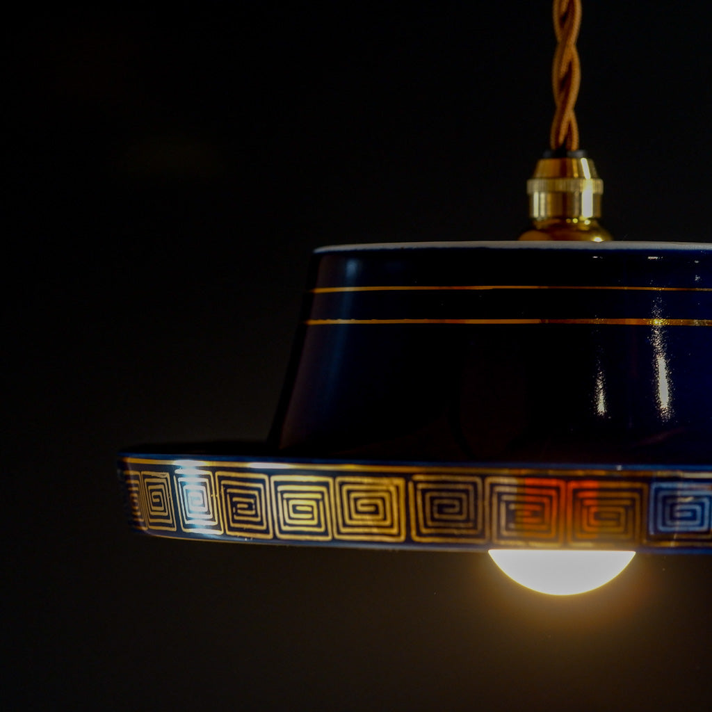 九谷焼｜九谷金甫｜雷文｜瑠璃・金彩｜ペンダントライト