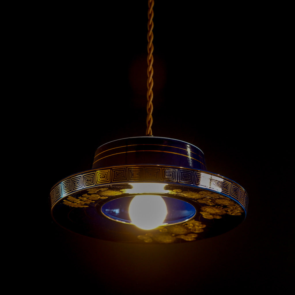 九谷焼｜九谷金甫｜雷文｜瑠璃・金彩｜ペンダントライト