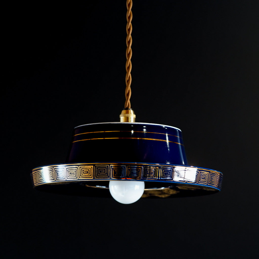 九谷焼｜九谷金甫｜雷文｜瑠璃・金彩｜ペンダントライト