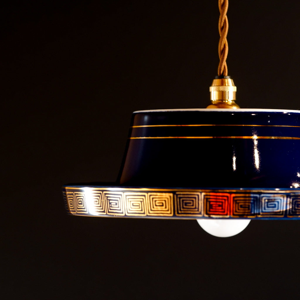 九谷焼｜九谷金甫｜雷文｜瑠璃・金彩｜ペンダントライト