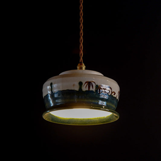 織部焼?｜陶山｜茶道具｜建水｜ペンダントライト