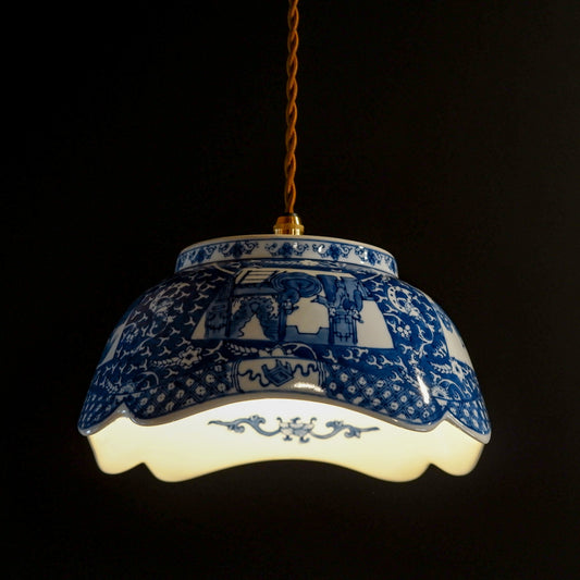 作地未詳｜骨董｜染付｜深鉢｜ペンダントライト