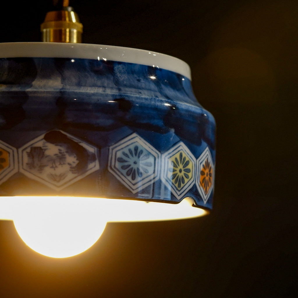 有田焼｜清陶苑｜染付｜亀甲｜ペンダントライト