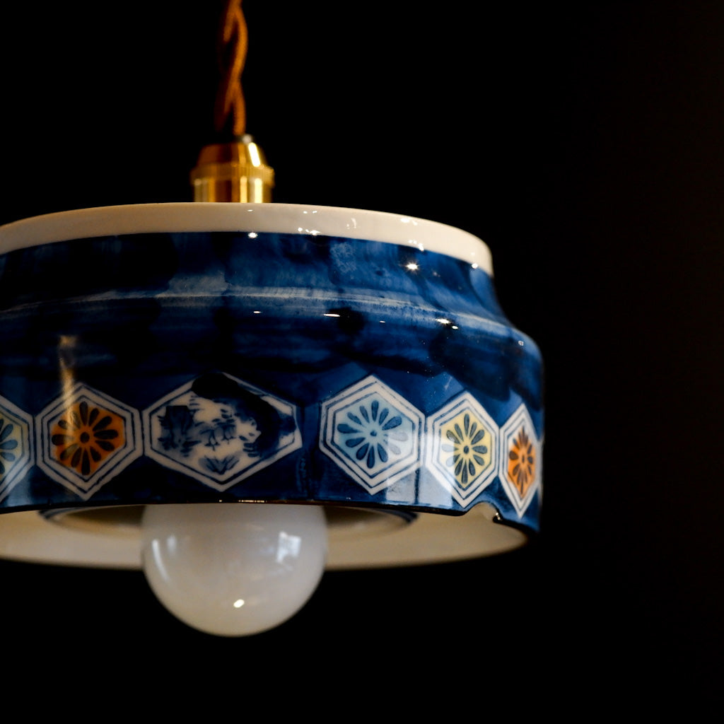有田焼｜清陶苑｜染付｜亀甲｜ペンダントライト