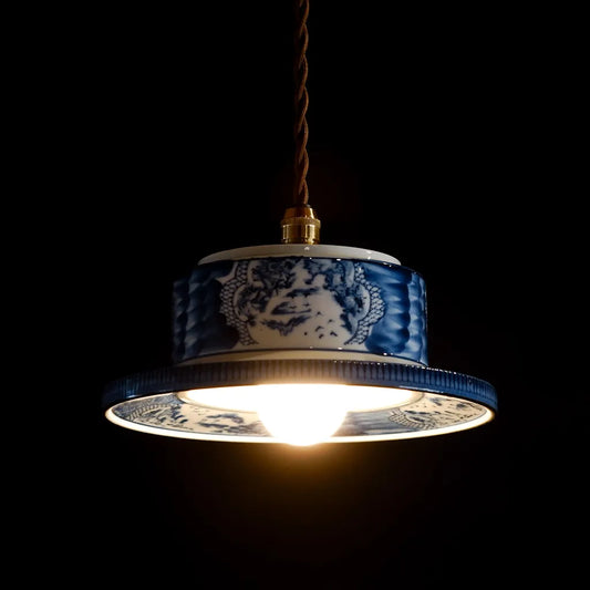 有田焼｜清陶苑｜山水図｜染付｜ペンダントライト