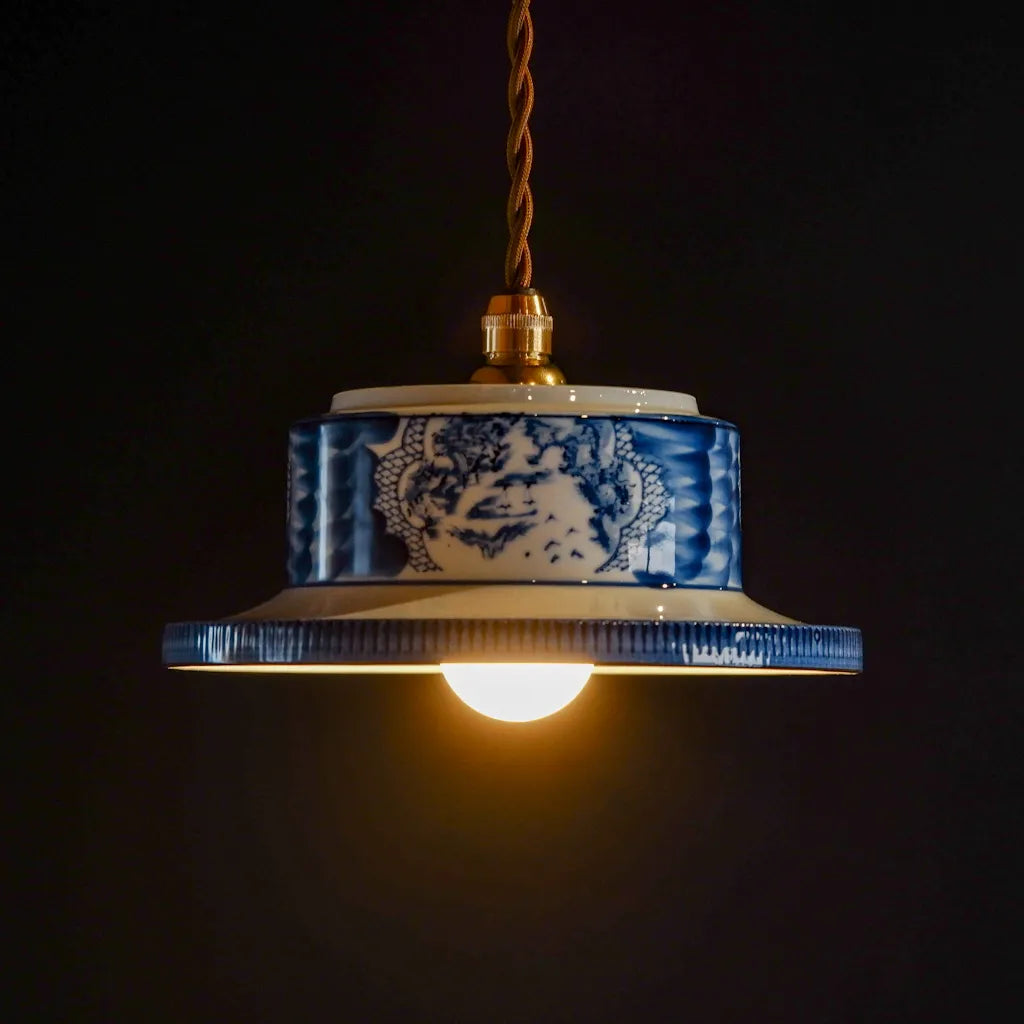 有田焼｜清陶苑｜山水図｜染付｜ペンダントライト