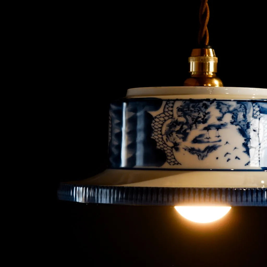 有田焼｜清陶苑｜山水図｜染付｜ペンダントライト