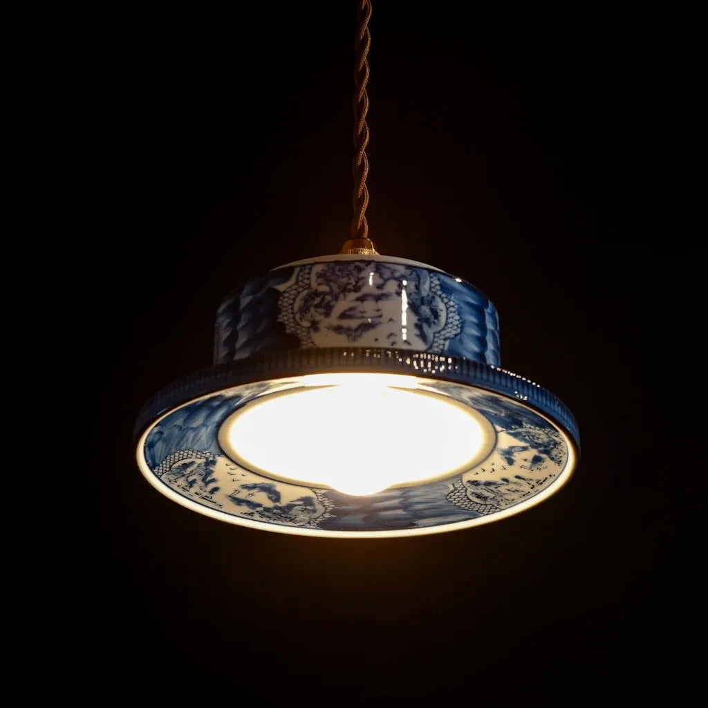 有田焼｜清陶苑｜山水図｜染付｜ペンダントライト