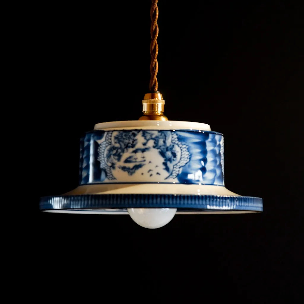 有田焼｜清陶苑｜山水図｜染付｜ペンダントライト