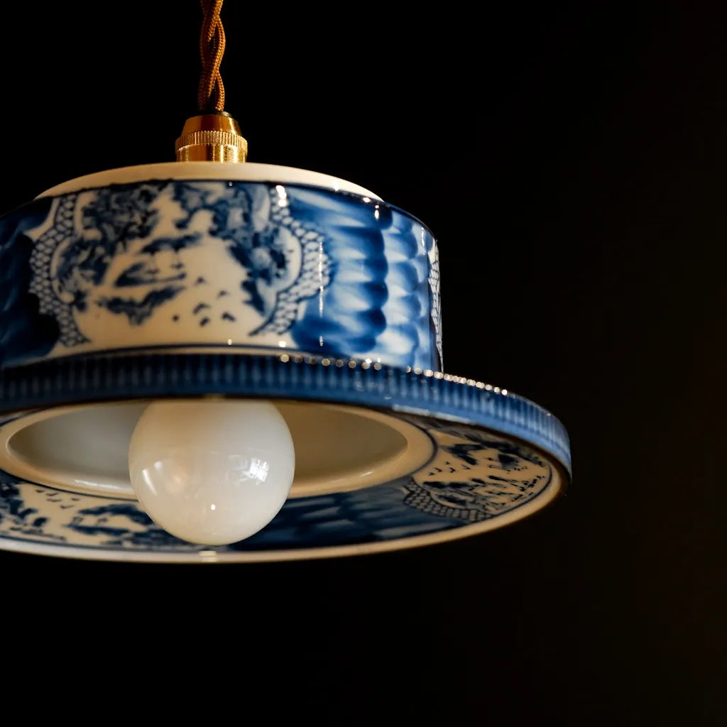 有田焼｜清陶苑｜山水図｜染付｜ペンダントライト