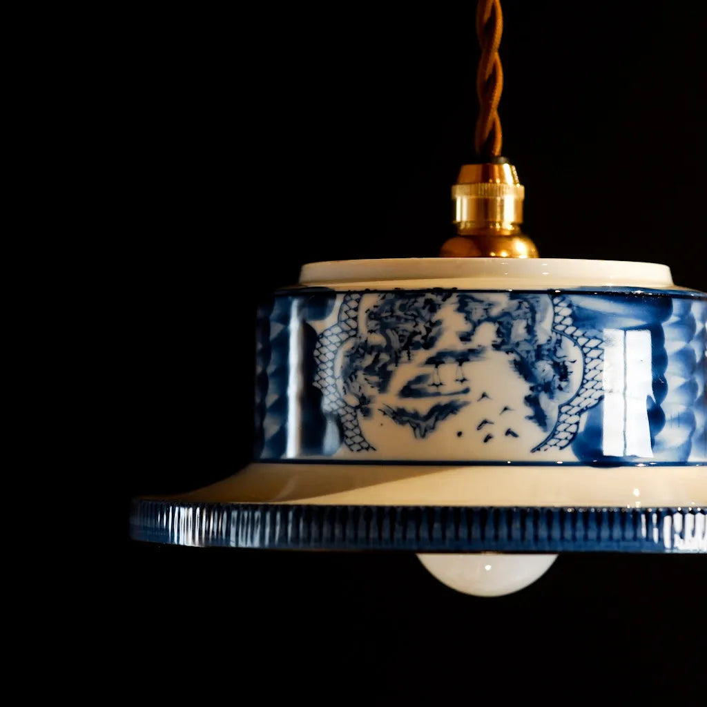 有田焼｜清陶苑｜山水図｜染付｜ペンダントライト