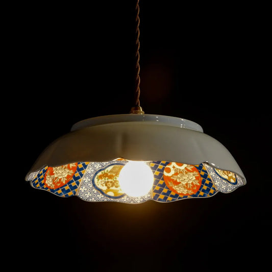 美濃焼｜庫山｜山水・金彩・絵付け｜ペンダントライト