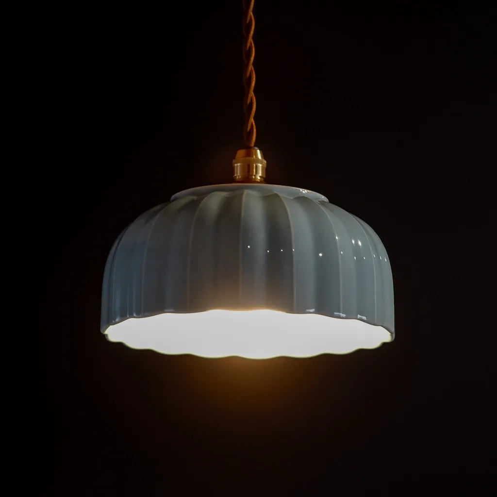 作地未詳｜香山｜青磁象嵌菊｜ペンダントライト