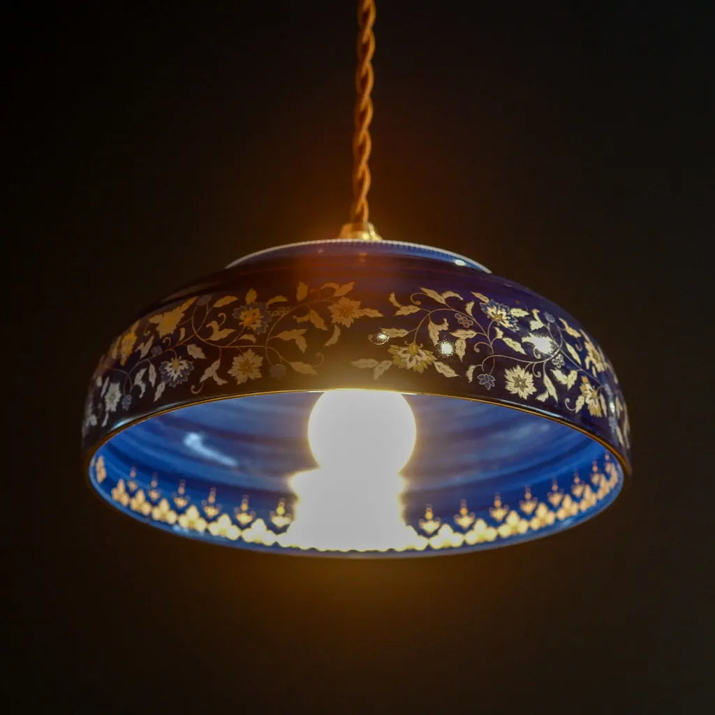 有田焼｜青藍｜法隆寺獅子狩文｜ペンダントライト