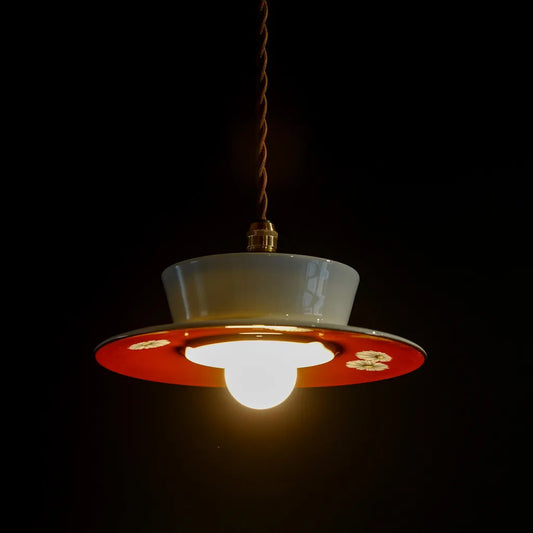 ノリタケ｜朱地｜白菊｜ペンダントライト