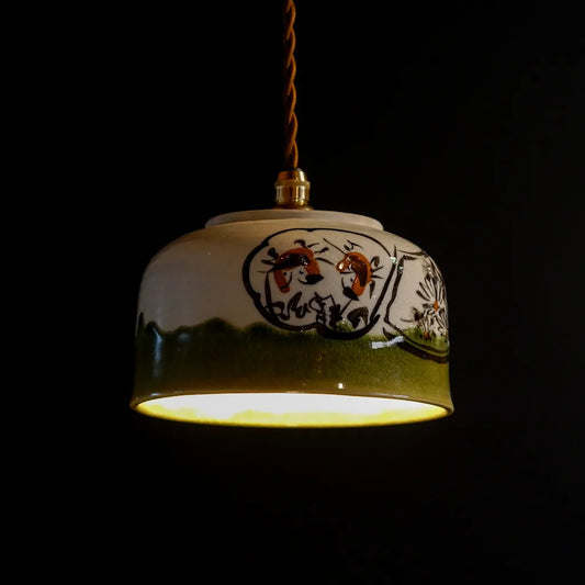 作地未詳｜織部｜蟹文様｜ペンダントライト