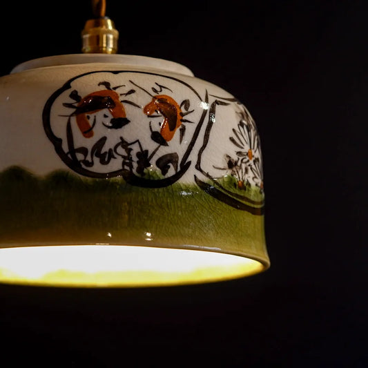 作地未詳｜織部｜蟹文様｜ペンダントライト