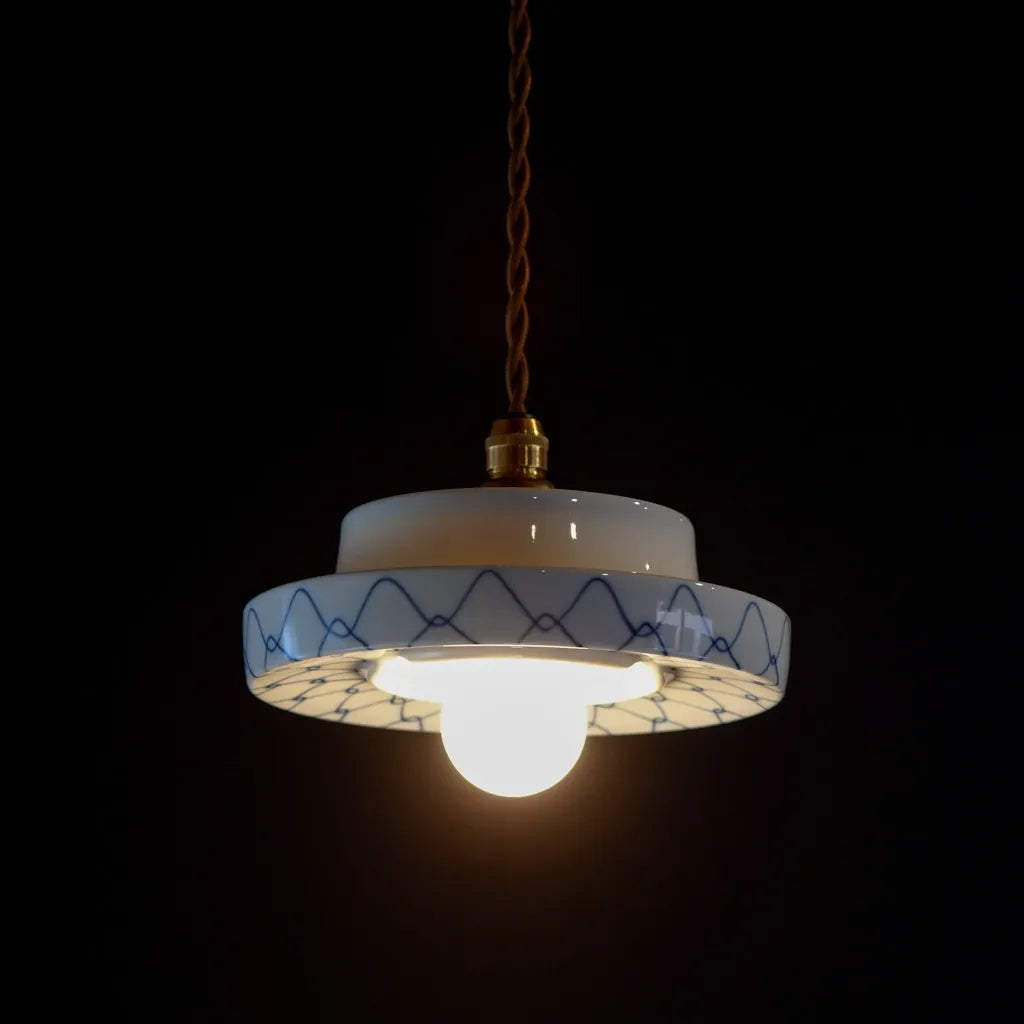 Mino ware(?) | Mesh pattern | White porcelain | Indigo | Blue and white porcelain | Pendant light