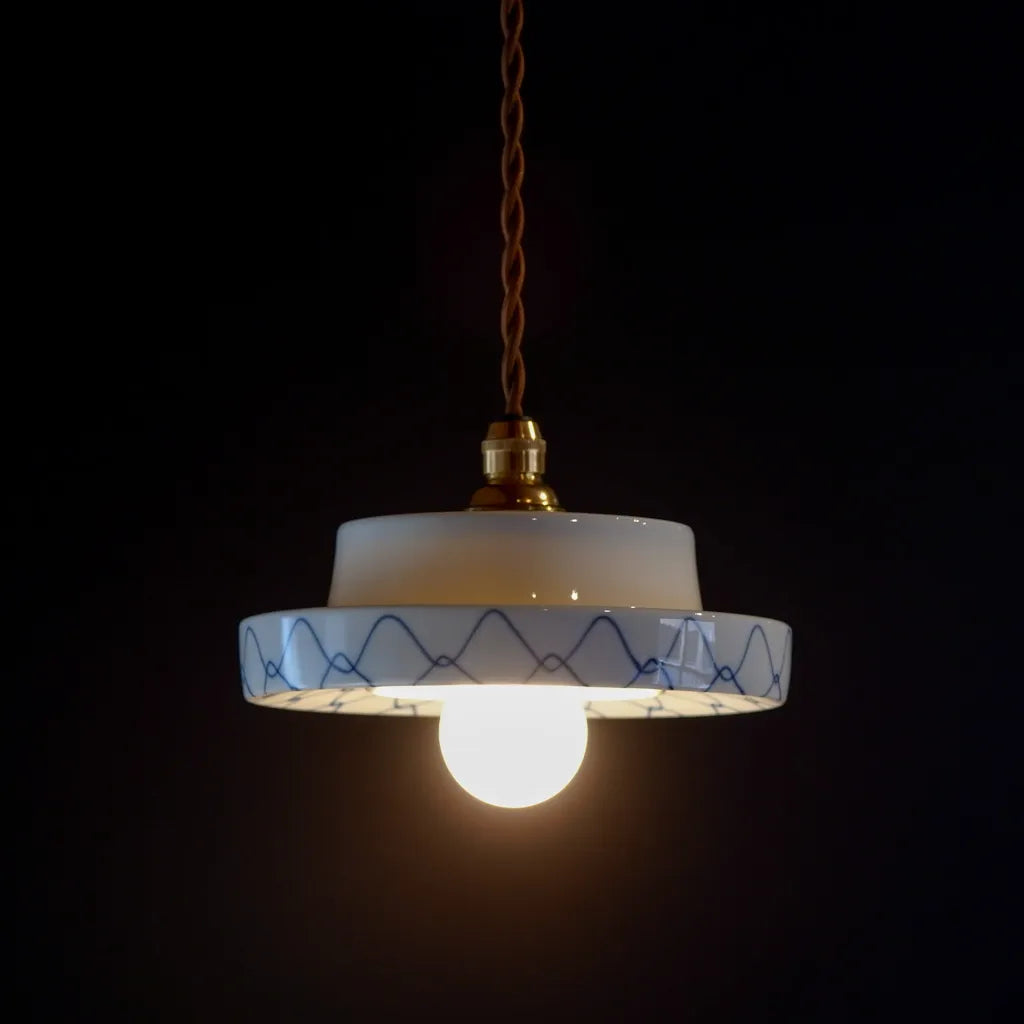 Mino ware(?) | Mesh pattern | White porcelain | Indigo | Blue and white porcelain | Pendant light
