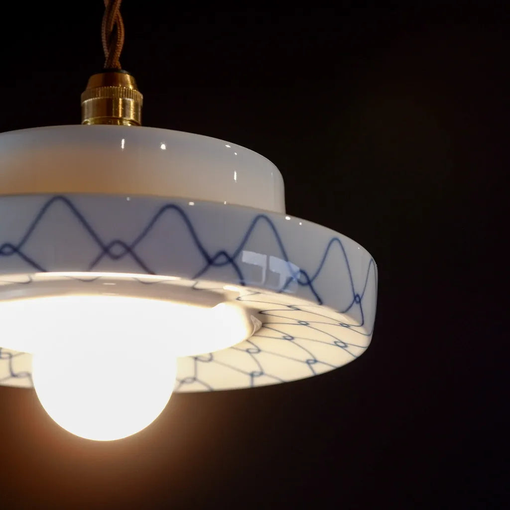 Mino ware(?) | Mesh pattern | White porcelain | Indigo | Blue and white porcelain | Pendant light