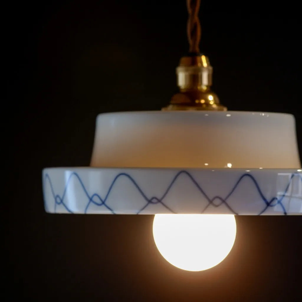 Mino ware(?) | Mesh pattern | White porcelain | Indigo | Blue and white porcelain | Pendant light