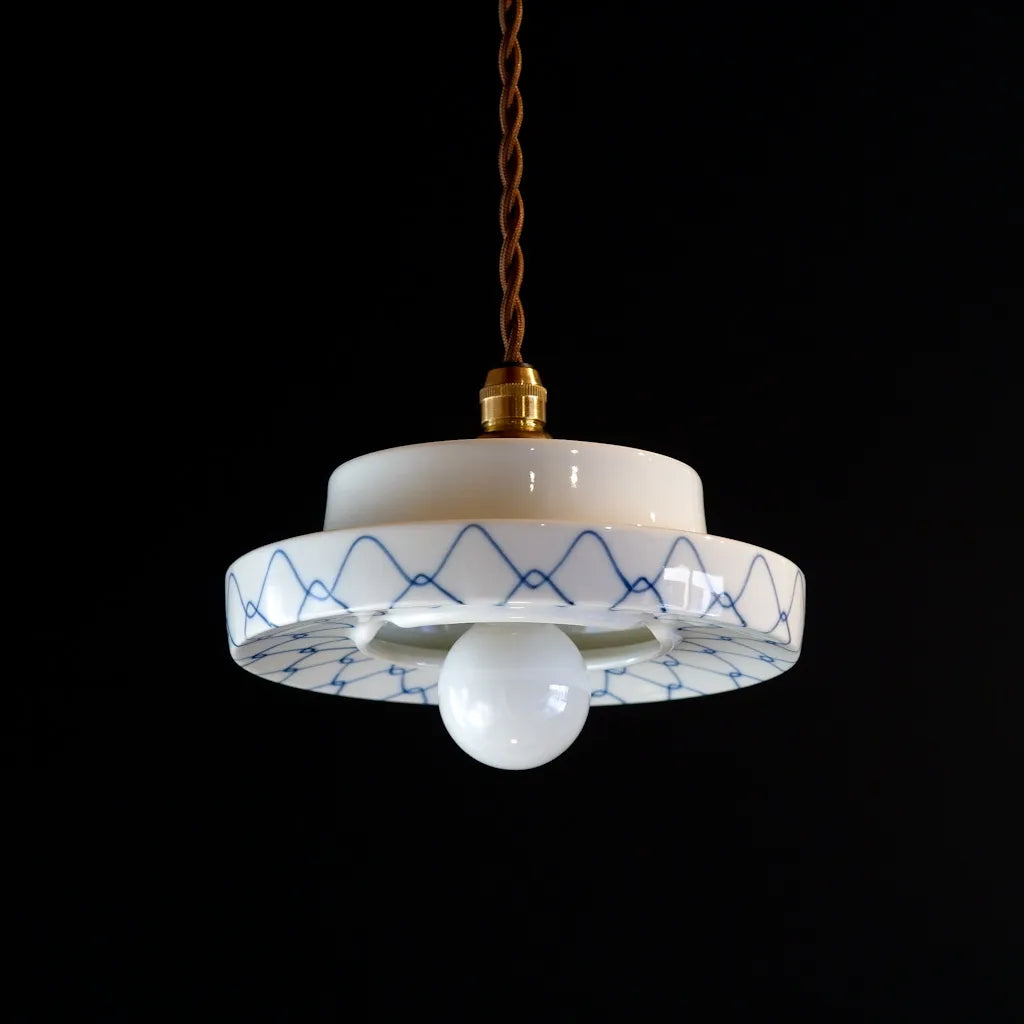 Mino ware(?) | Mesh pattern | White porcelain | Indigo | Blue and white porcelain | Pendant light
