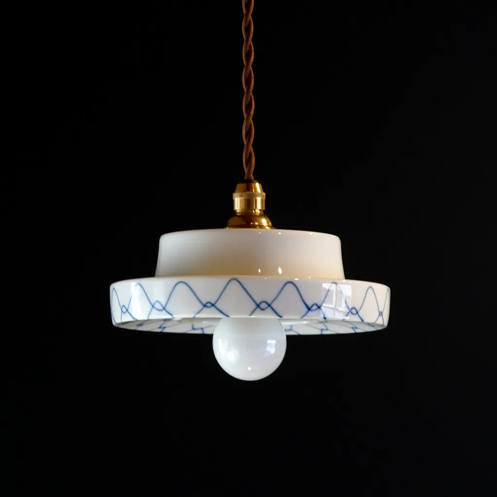 Mino ware(?) | Mesh pattern | White porcelain | Indigo | Blue and white porcelain | Pendant light
