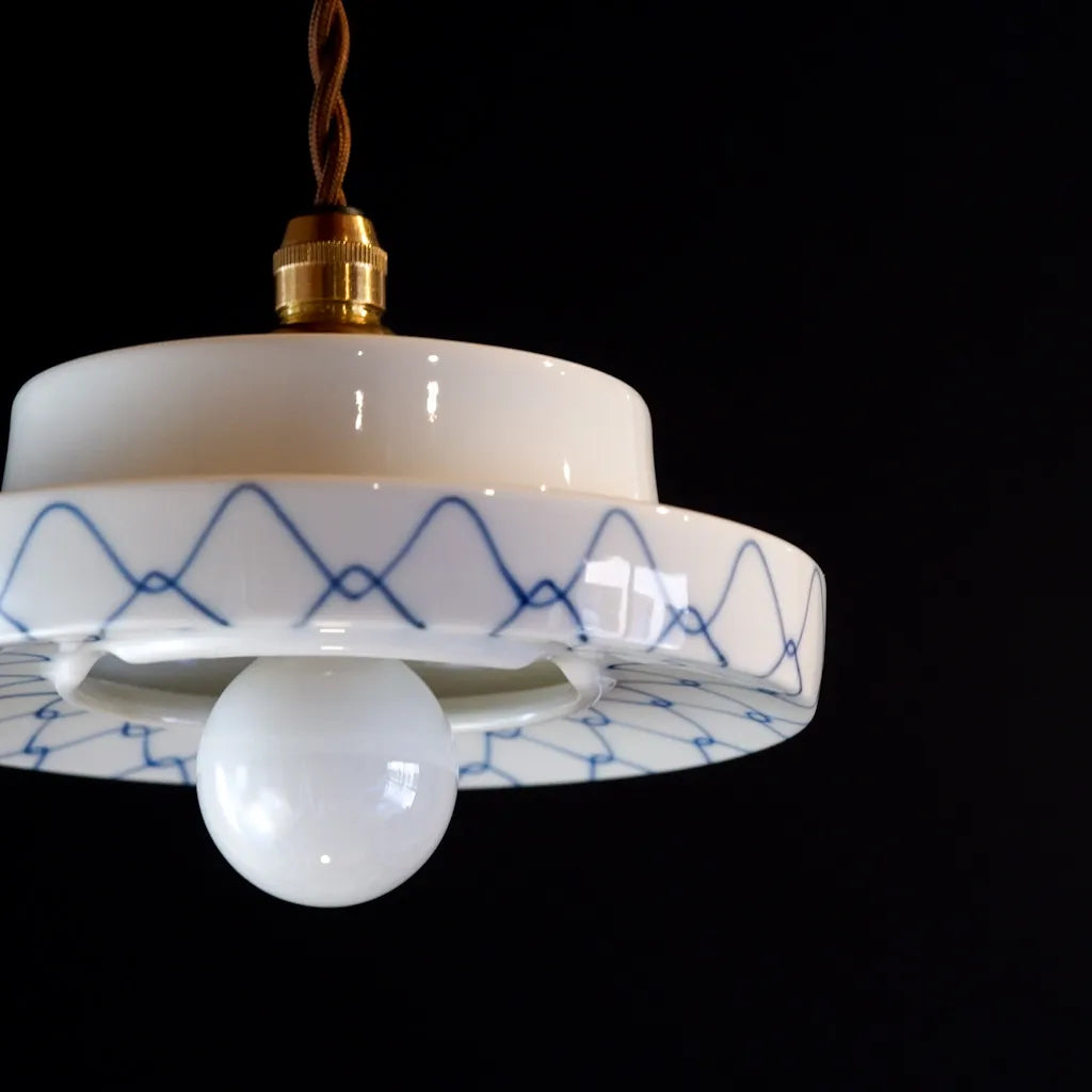 Mino ware(?) | Mesh pattern | White porcelain | Indigo | Blue and white porcelain | Pendant light