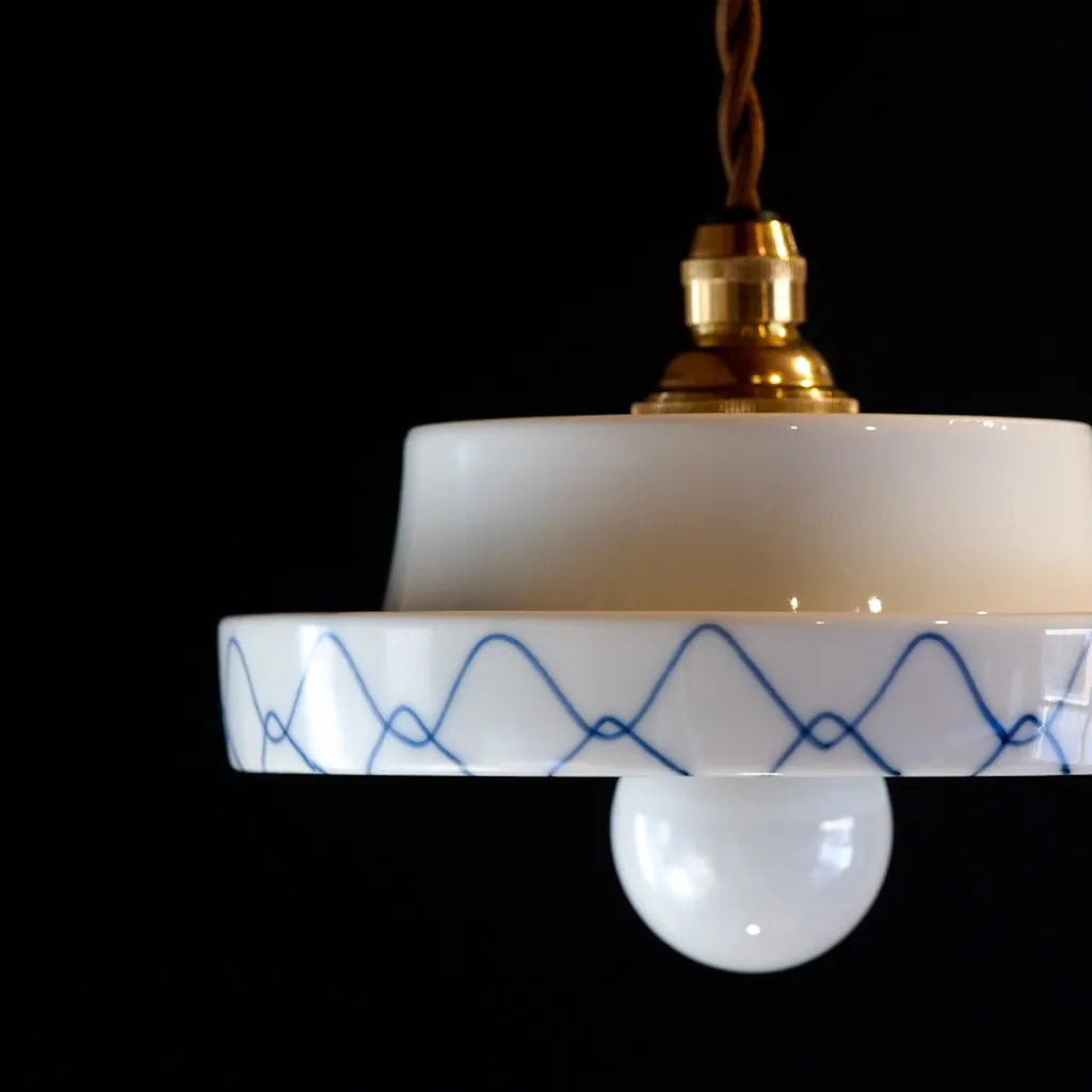 Mino ware(?) | Mesh pattern | White porcelain | Indigo | Blue and white porcelain | Pendant light