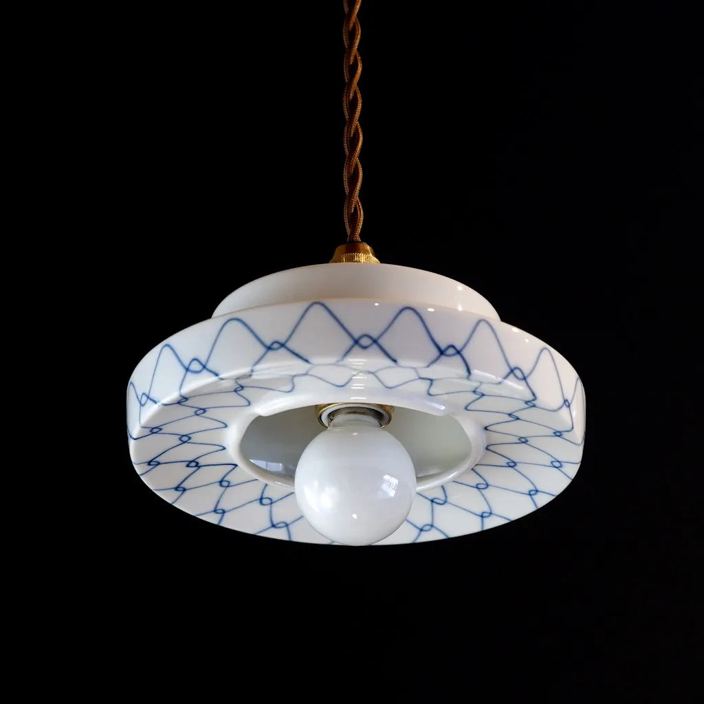 Mino ware(?) | Mesh pattern | White porcelain | Indigo | Blue and white porcelain | Pendant light