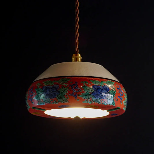 九谷焼｜九谷松寿｜牡丹・花鳥｜ペンダントライト