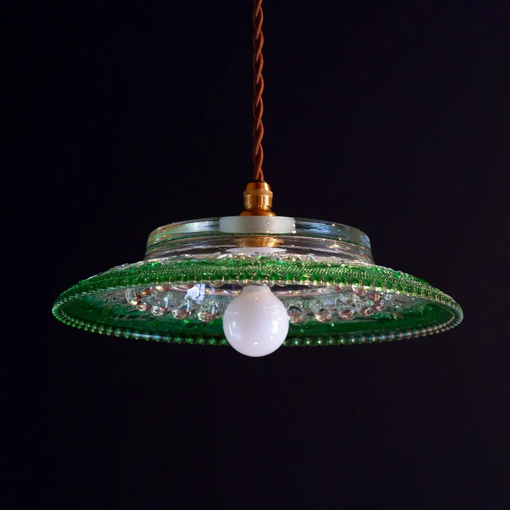 HASEGAWA GLASS｜エリザベス｜ガラス灰皿｜グリーン｜ペンダントライト