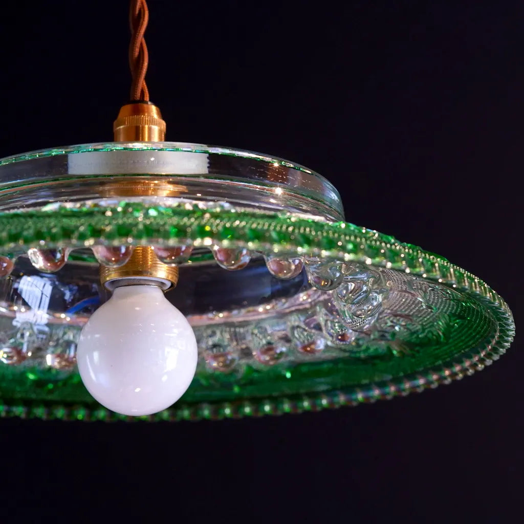 HASEGAWA GLASS｜エリザベス｜ガラス灰皿｜グリーン｜ペンダントライト