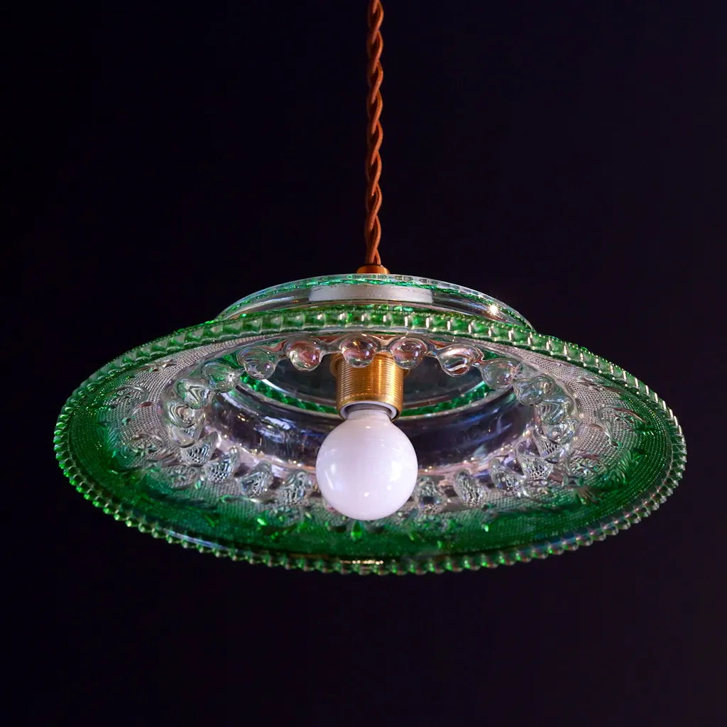 HASEGAWA GLASS｜エリザベス｜ガラス灰皿｜グリーン｜ペンダントライト