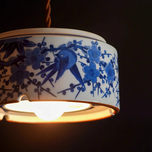 作地未詳｜福陶｜花鳥・梅｜ペンダントライト