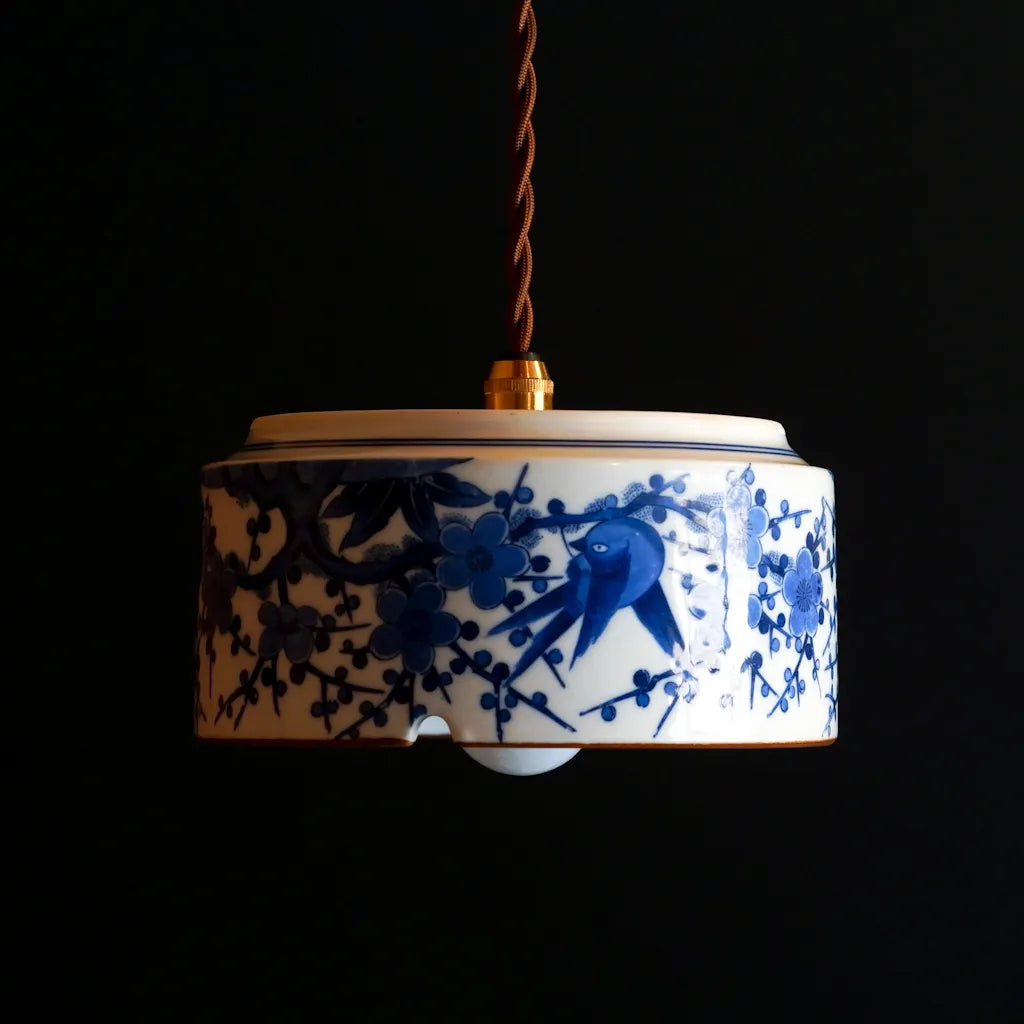 作地未詳｜福陶｜花鳥・梅｜ペンダントライト