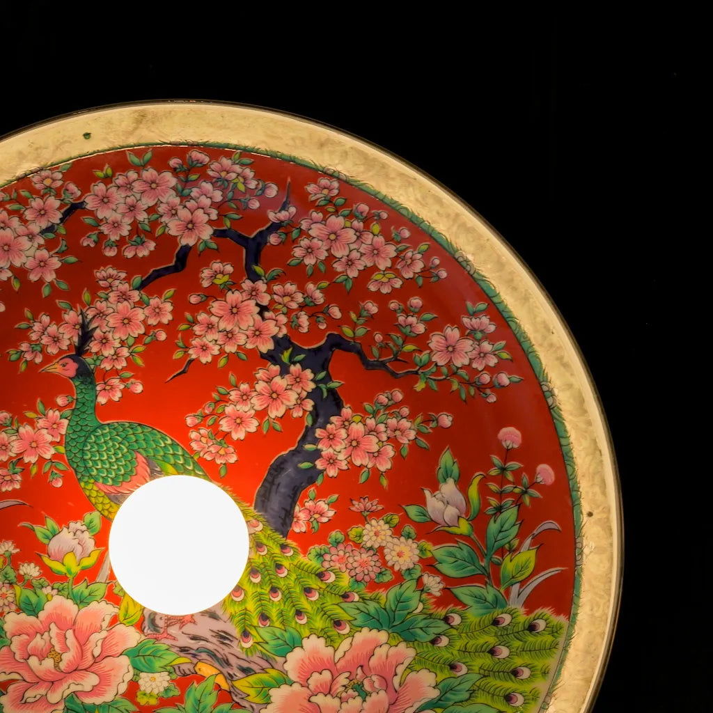 作地未詳｜花鳥図｜赤｜ブラケットライト