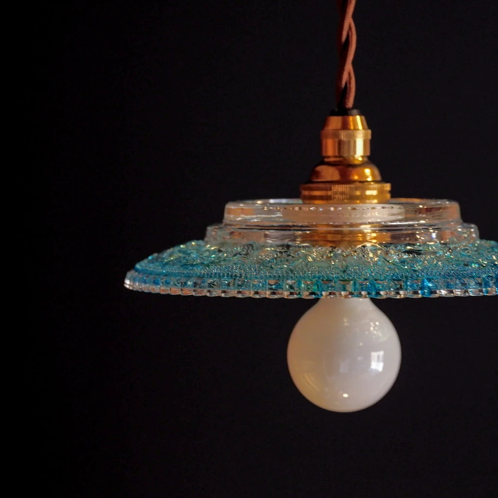 HASEGAWA GLASS｜エリザベス｜ガラス灰皿｜ブルー｜ペンダントライト150