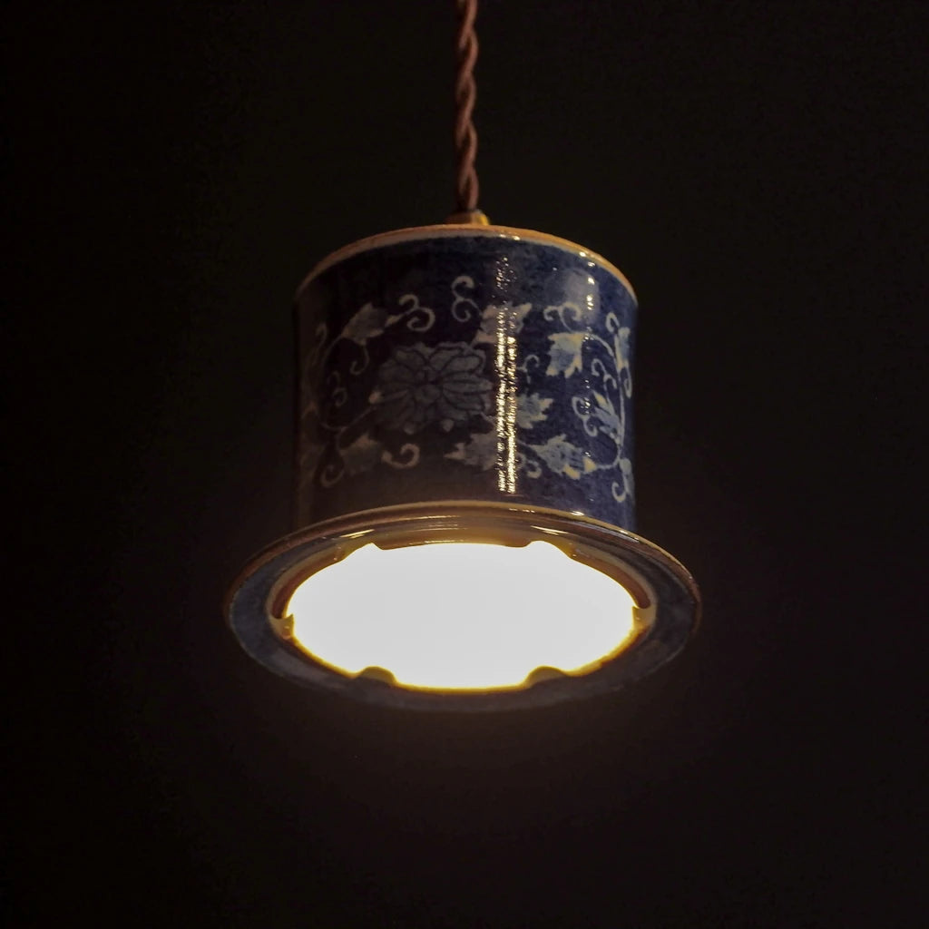 作地未詳｜葉月｜花唐草｜貫入｜ペンダントライト