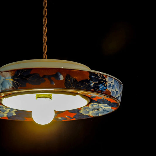 有田焼｜秀峰｜赤濃牡丹｜灰皿｜ペンダントライト