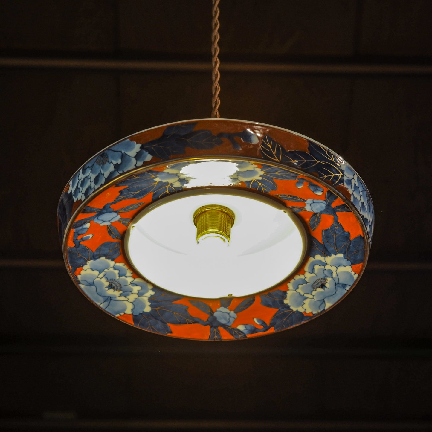 有田焼｜秀峰｜赤濃牡丹｜灰皿｜ペンダントライト