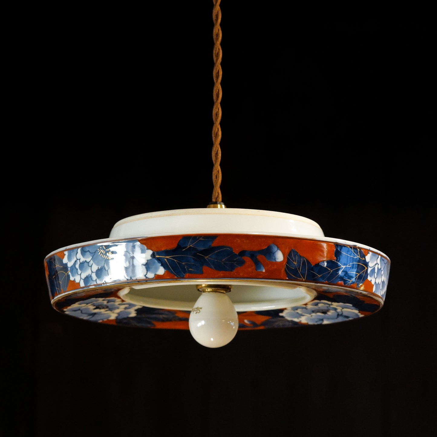 有田焼｜秀峰｜赤濃牡丹｜灰皿｜ペンダントライト