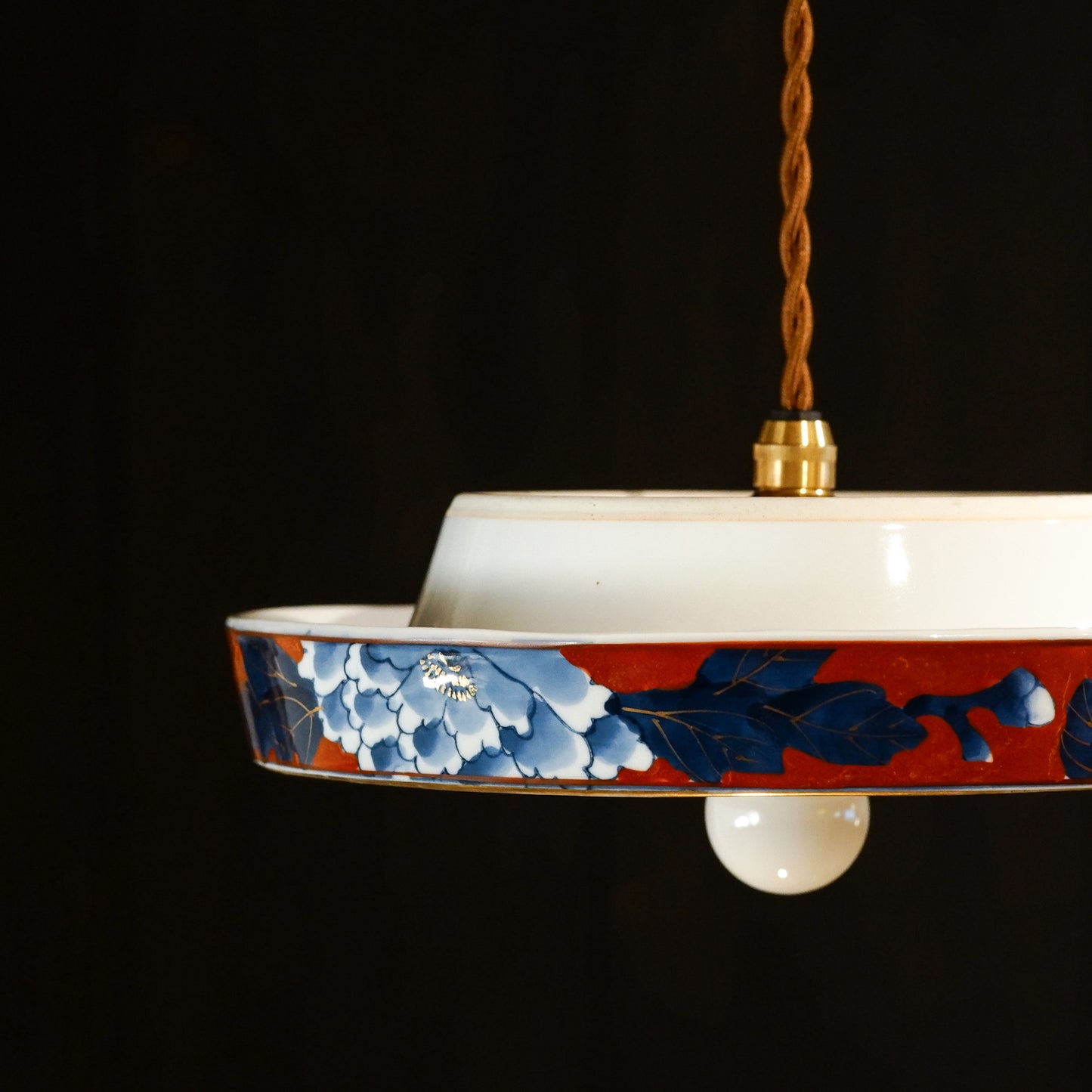有田焼｜秀峰｜赤濃牡丹｜灰皿｜ペンダントライト